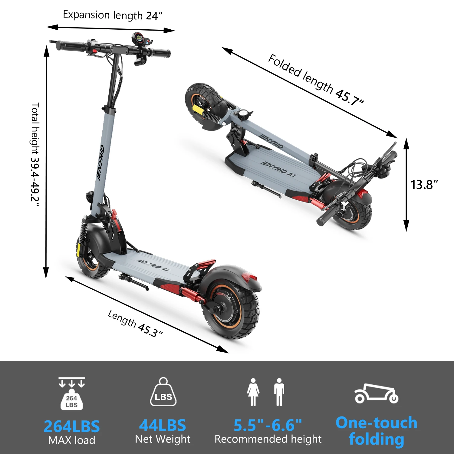 trottinette électrique pliable – vue détaillée