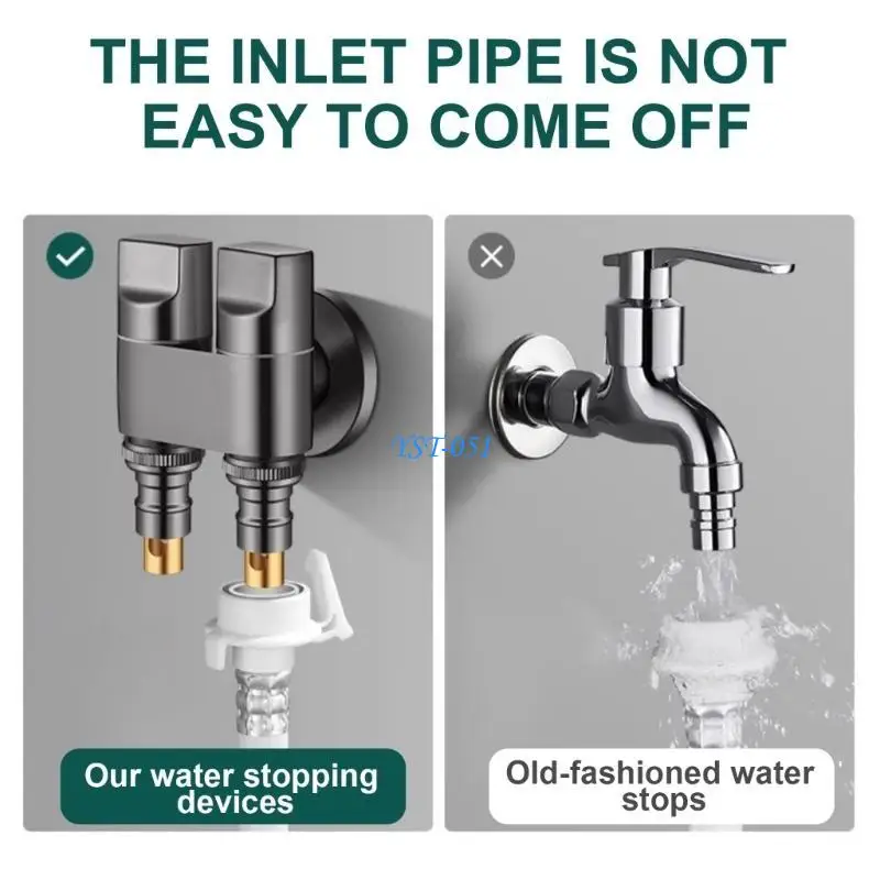 E15A G1/2 صمامات زاوية التحكم المزدوجة صنبور الغسالة المرحاض مثلثات صمامات لتنظيم المياه في المطبخ #3