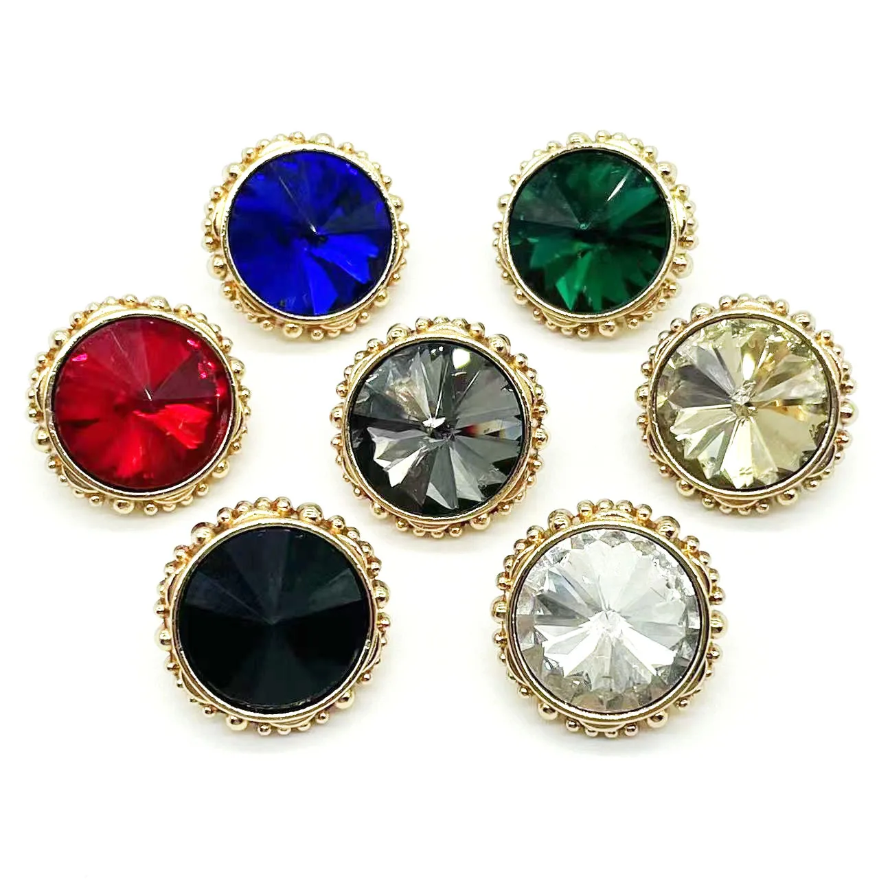 10PCS Of Diamond Glass Buttons For Clothing 21mm Handwork Sewing Shiny Round Rhinestones Button Mix Color Accessories