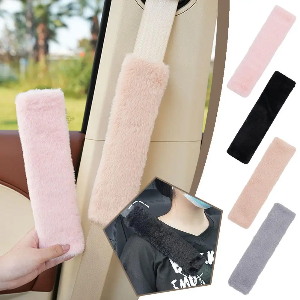 Universal Car Simple Seat Belt Shoulder Protector Solid Plush Belt Color Soft Automotive Accessories Seat Anti Interior Pin B8F9