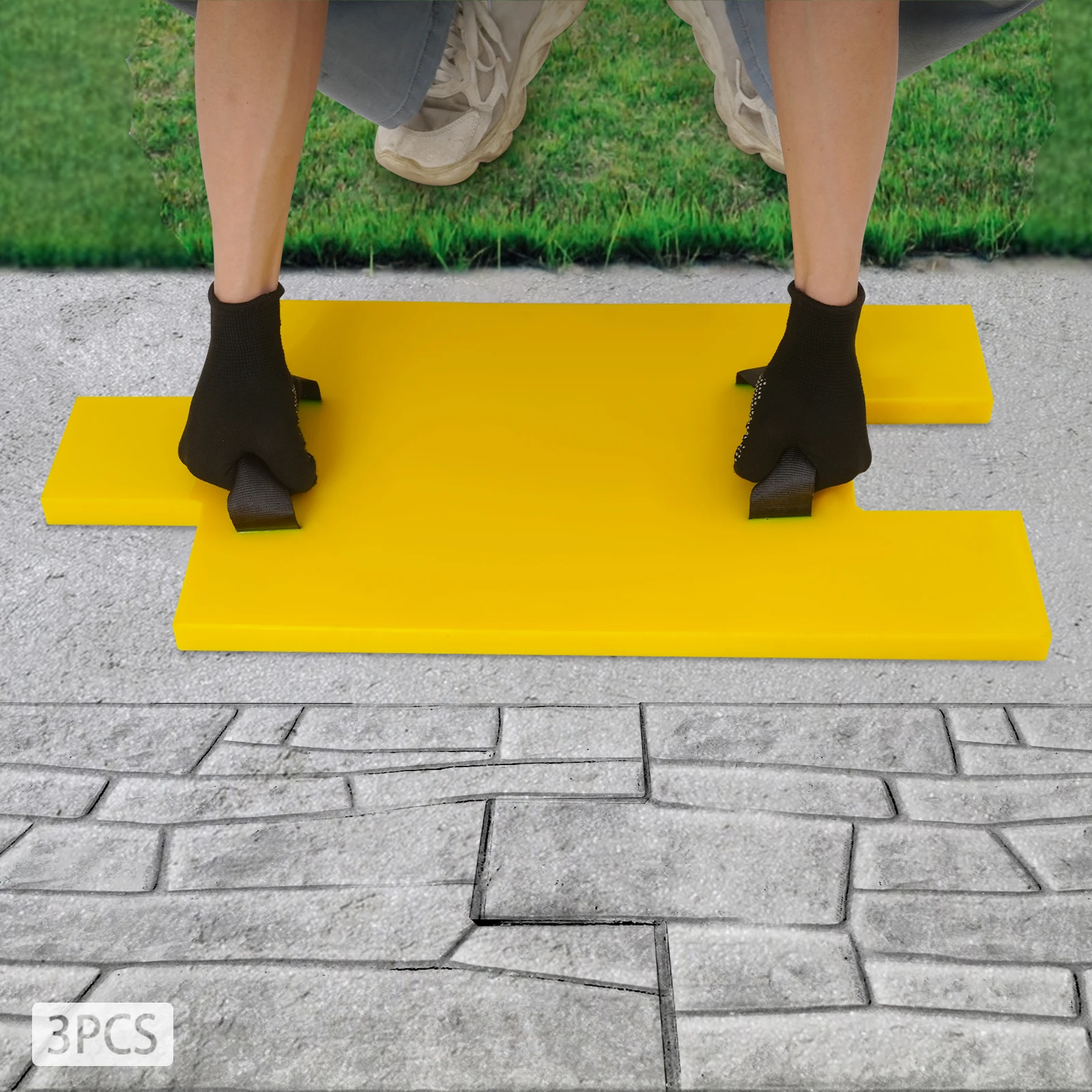 Набор форм для штамповки бетона, 3-х предметная форма для текстуры камня для украшения бетона своими руками на открытом воздухе/в помещении, противоскользящая конструкция