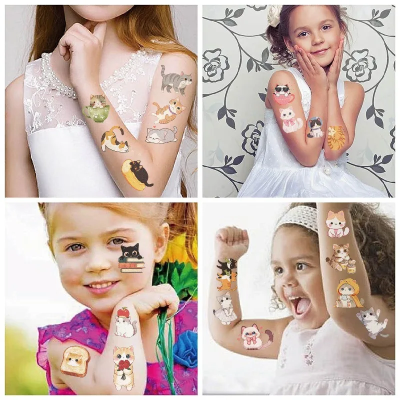 10 teile/beutel Nette Aquarell Katze Temporäre Tattoos Wasserdichte Party Aufkleber für Kinder Kinder Festival Feier Spaß Neuheit
