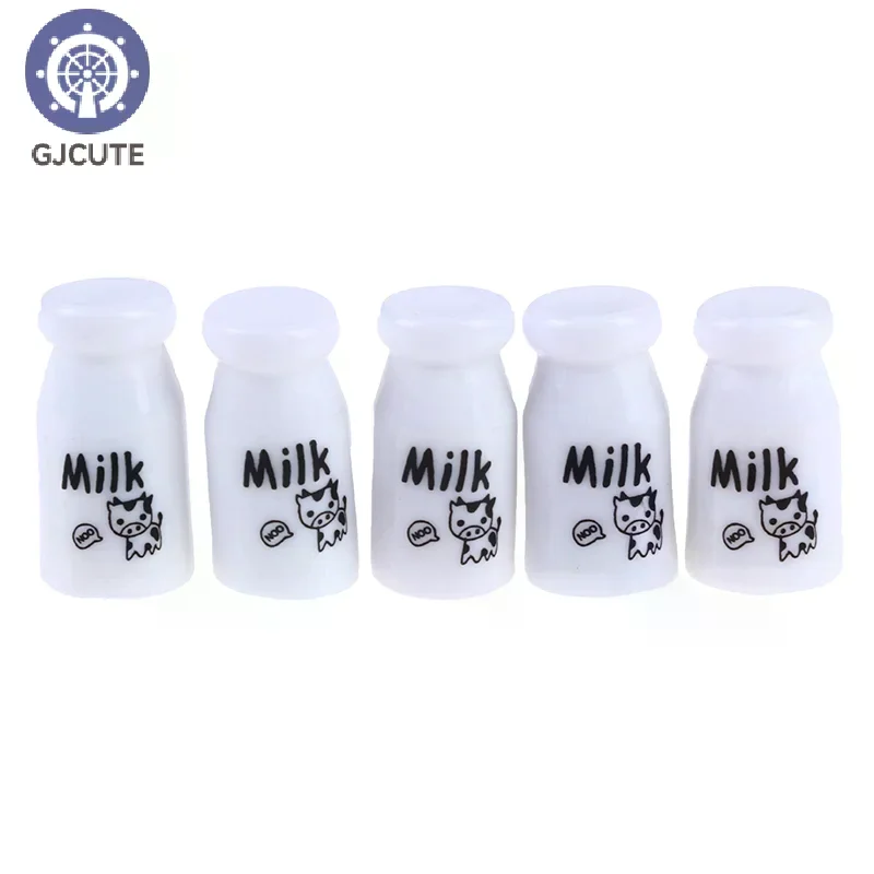 5Pcs 1:12 1:6 Dollhouse Miniature Milk Bottle Model Toys Decoration Accessories Dolls Kitchen Food