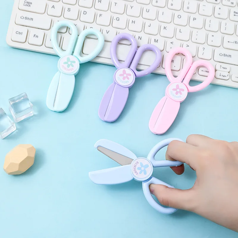 Children's Manual Paper Cutting Scissors Colored Round Head Plastic Safety Scissors Kindergarten Labor-saving Tailor Scissors