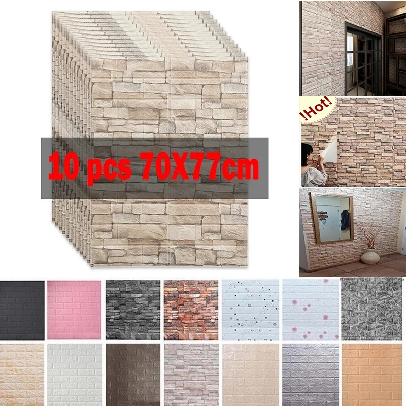 1/5/10 Pcs 3D Wall Stickers Self Adhesive Foam Panels Home Wall Decor Living Room House Brick Sticker Wallpaper Decoration