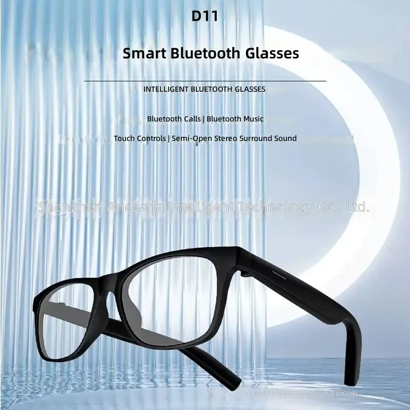 D11Plus Smart Glasses Bluetooth Call Music Touch Control Open Ear Stereo Surround Sound Wireless Audio Eyewear for Men Women