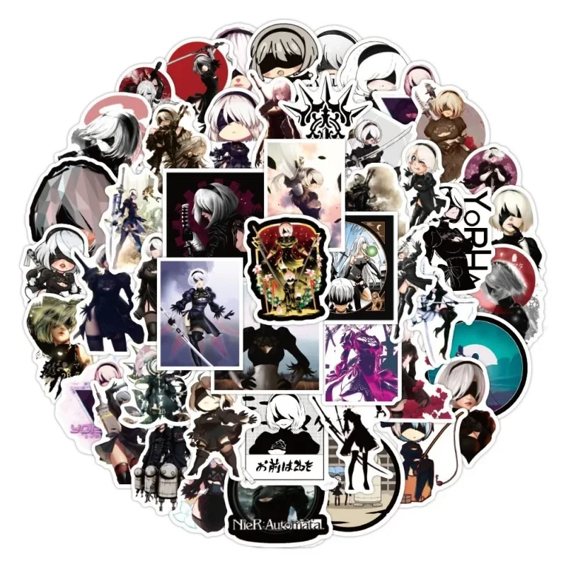 10/25/50 pçs anime nier adesivos jogo graffiti adesivo à prova dwaterproof água bagagem mala notebook portátil moto decalques decorativos