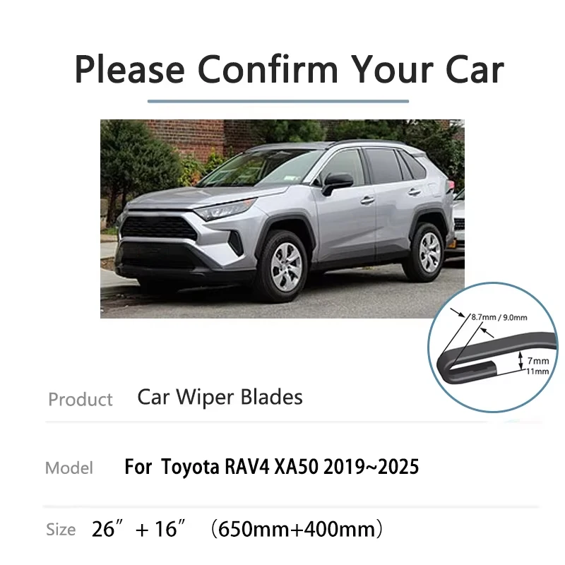 

For Toyota RAV4 Wildlander Suzuki Across XA50 Accessories 2019~2025 Rubber Window Windshield Windscreen Wipers Auto Rain Brushes