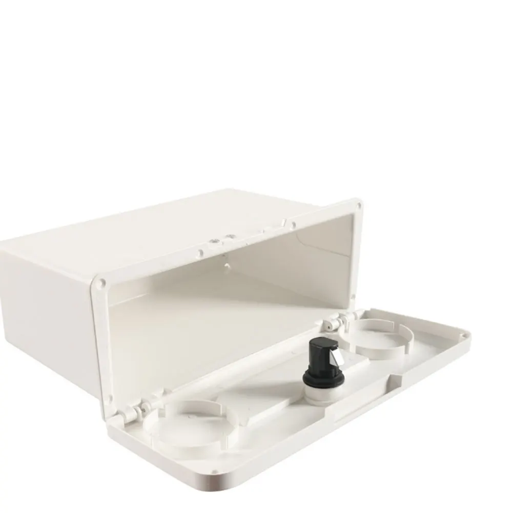 

Boat Glove Box Storage Compartment with Waterproof ABS and Push Button Lock for Yachts RV with Spill Proof Cup Holders