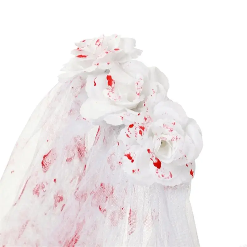 270D Gothic Blut Befleckt Rose Schal Schleier Elegante Spitze Kopfschmuck Party Dekoration Für Halloween Cosplay Kostüm Zubehör
