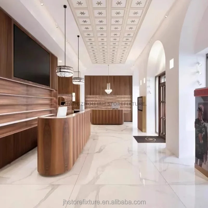 Theken-Design-Regal zur Wandmontage aus Holz für Brillen, individuelle Größe zum Fabrikpreis