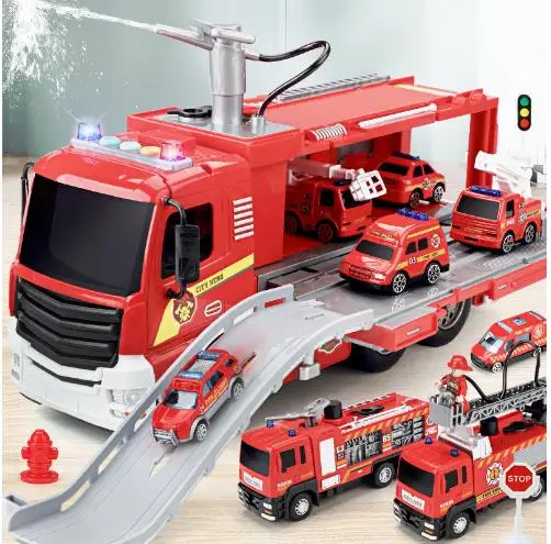 Fire rescue vehicle supersize children toy boy automotive engineering can sprinkling water spray fire children‘s day gift girls