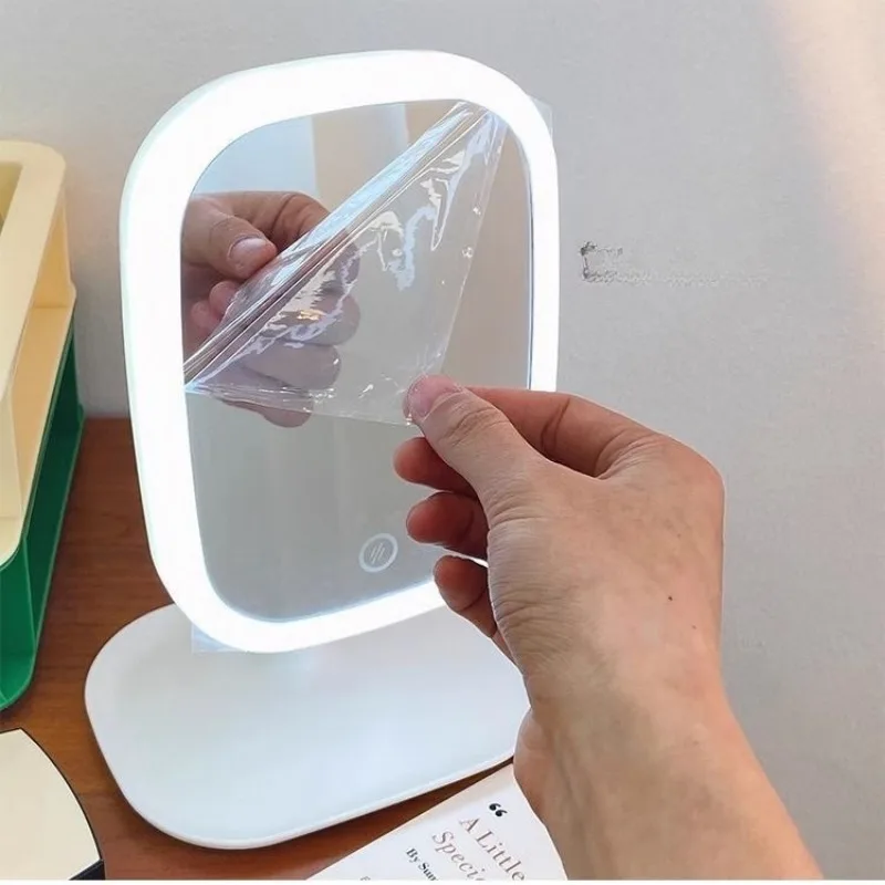 Espejo de maquillaje táctil LED con brillo, espejo de tocador de escritorio para mujer, Base estable de reflexión de alta definición para rutina