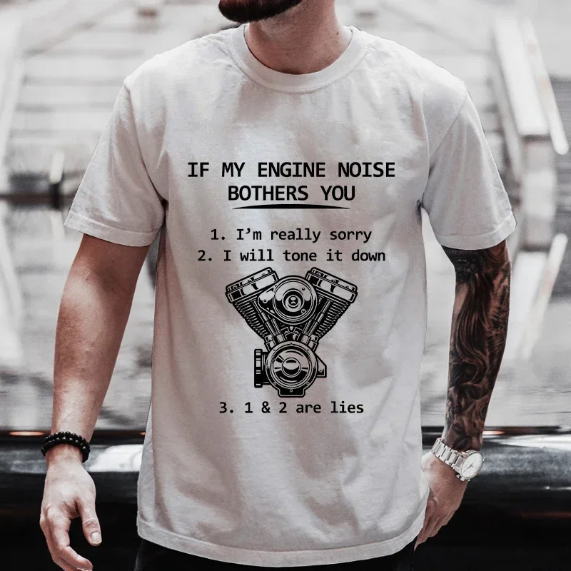 

Men's Street T-shirt Engine Noise Bothering You I Don't Care Print Tops Tees Summer T Shirt Tee Shirt for Men Tshirt Clothing
