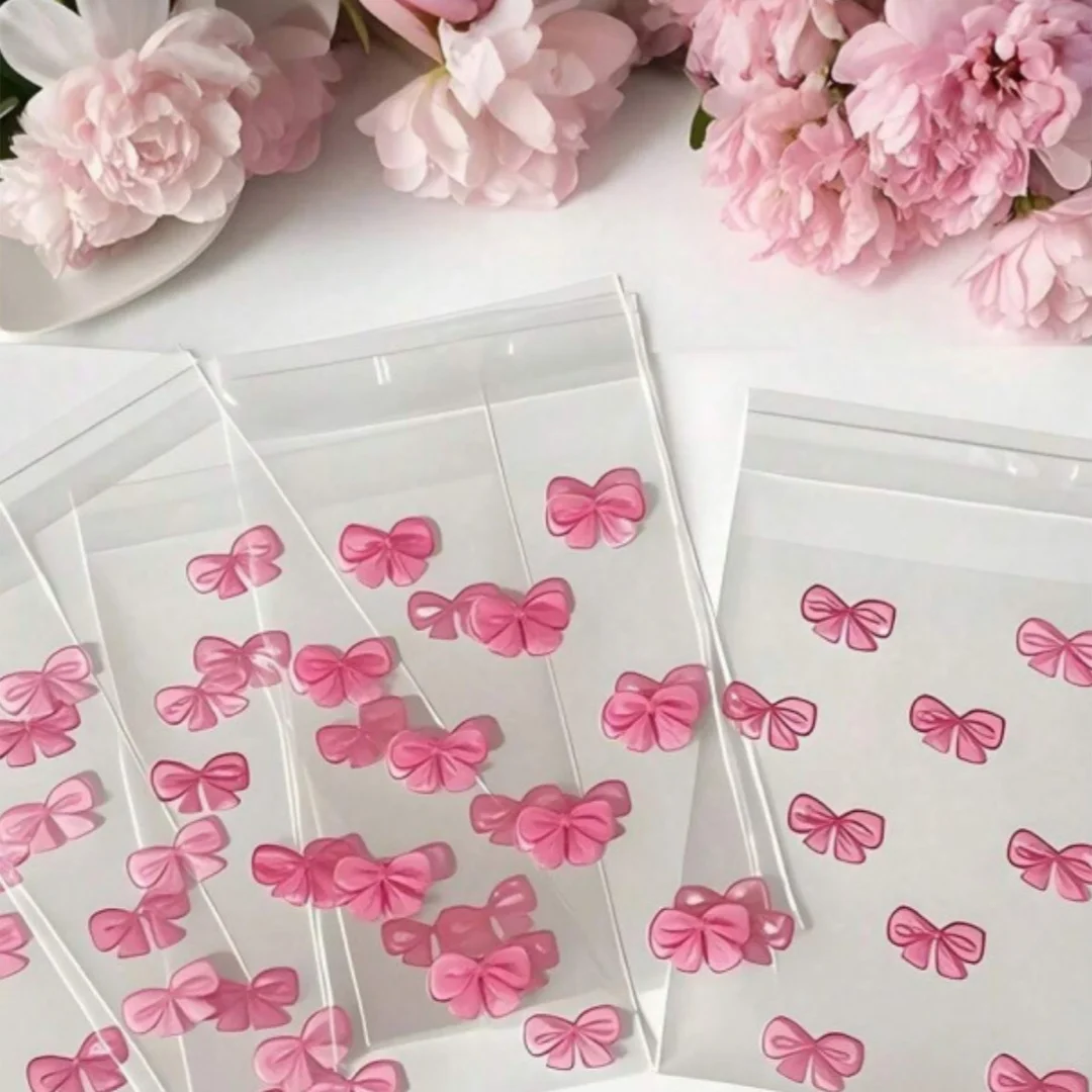 50 Stück Ballett-Schleifen-Süßigkeitentüten | Transparente 3D-Schleifen-Geschenktüten | Geeignet für Themen-Geburtstagsfeiern und Babypartys – Detail 6