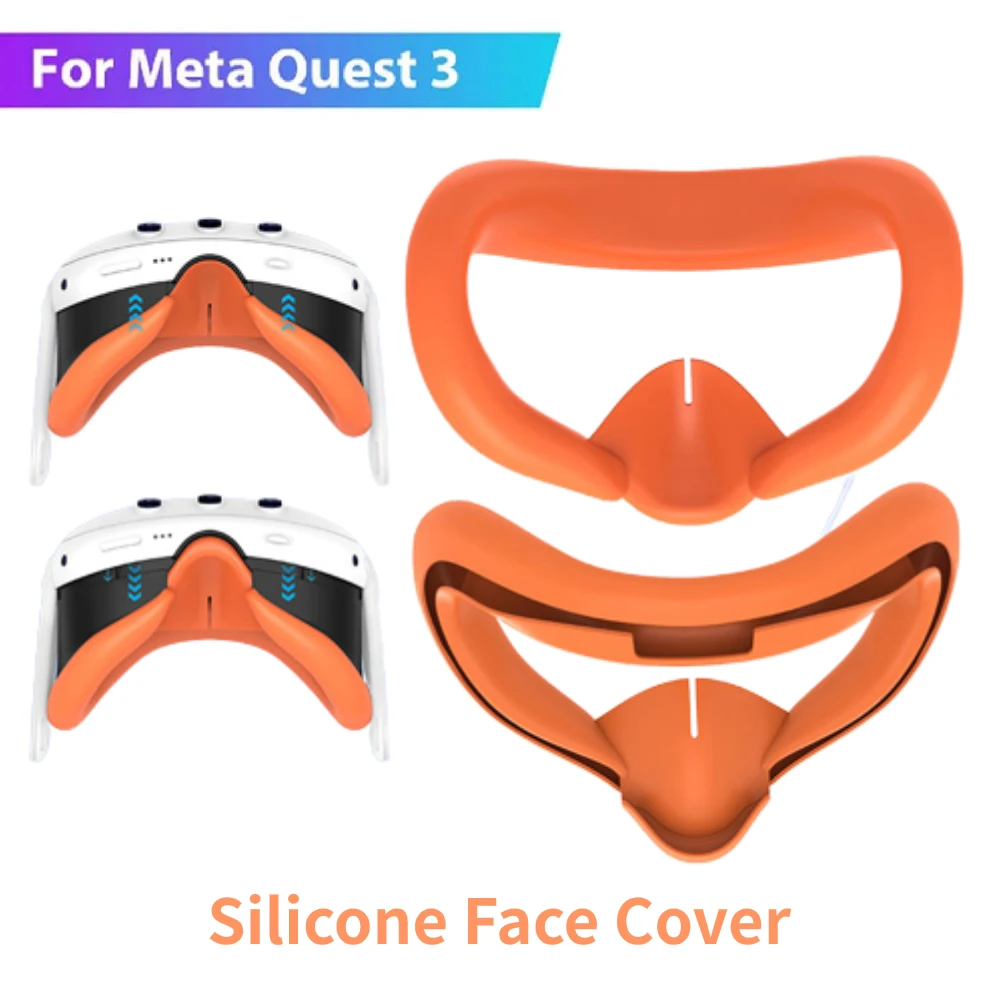 VR Face Cover For Meta Quest 3 Silicone Eye Mask Sweat Dust Resistant Replaceable Silicone Face Pad For Quest 3 VR Accessoies