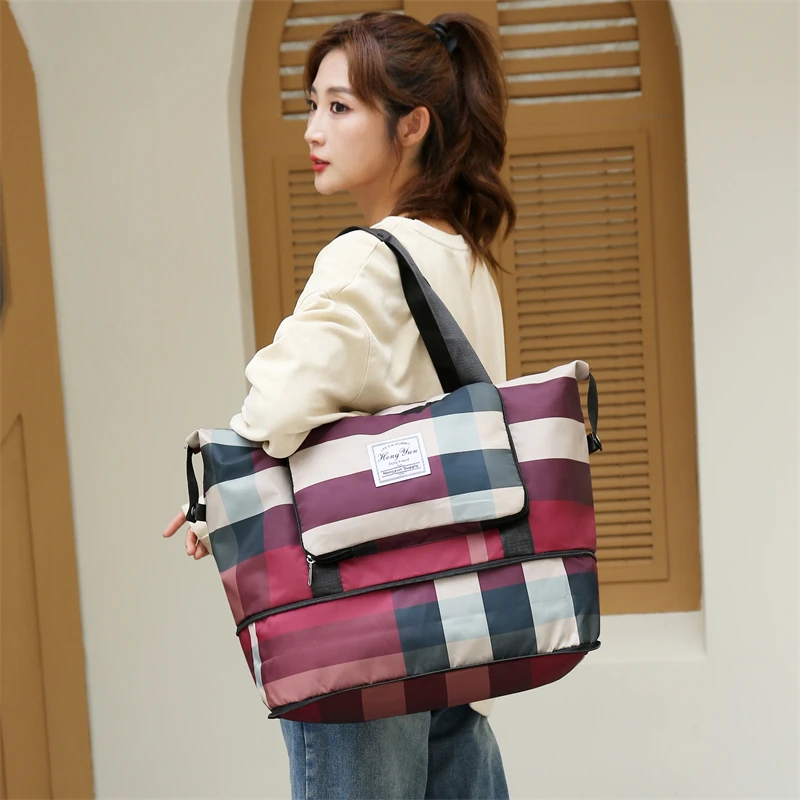 Bolsa de viagem Oxford impermeável para mulheres, grandes sacos crossbody, bolsa de ginástica casual, mochilas, esportes, ioga, bolsa de bagagem