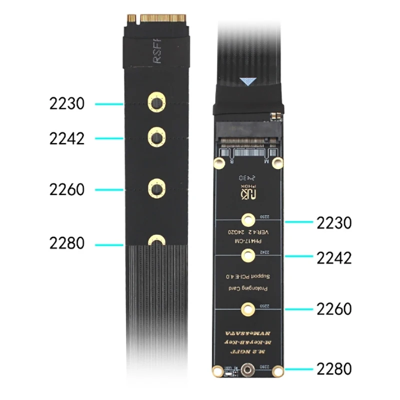 Удлинительный кабель NVME Riser Card SSD-адаптер с двумя протоколами PCIE 4.0 M.2 M Key для 2230 2242 2260 2280 M.2 PCIE / M2 NGFF SATA SSD