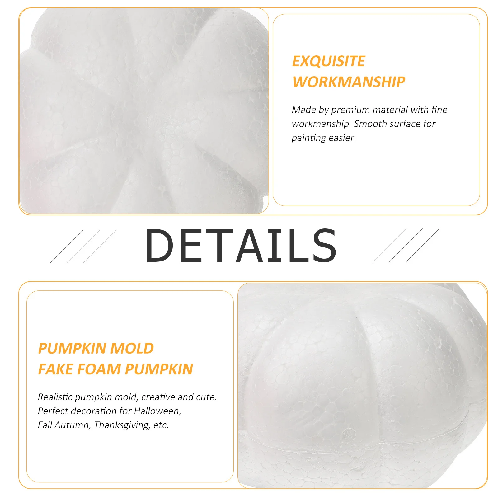 

White Mini Pumpkin Mold For Diy Craft Halloween Decoration Simulation Fake Pumpkins Fall Thanksgiving Party Ornament