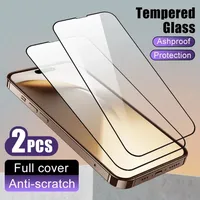 2pcs Full Cover Phone Screen Protector For IPhone 16 15 Plus Tempered Glass Smartphone 14 13 12 Mini 11 Pro Max Protective Film