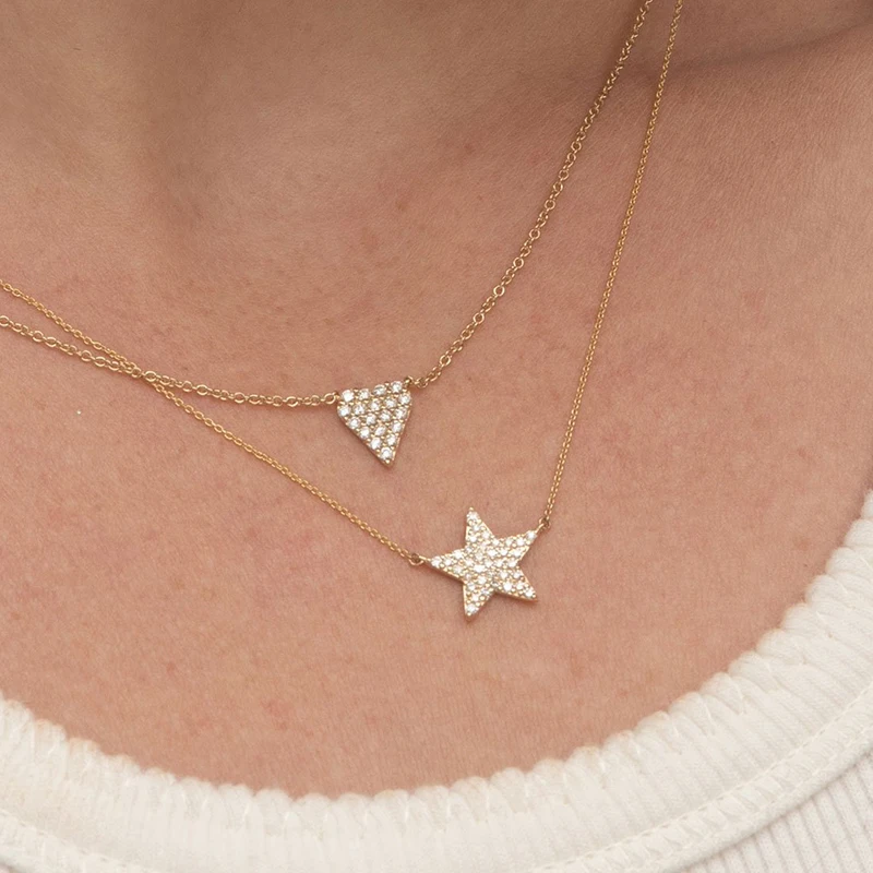 TIANDE Gold Color Necklace for Women Trendy Zircon Heart Star Butterfly Eye Chain Pendant 2022 Fashion Jewelry Wholesale