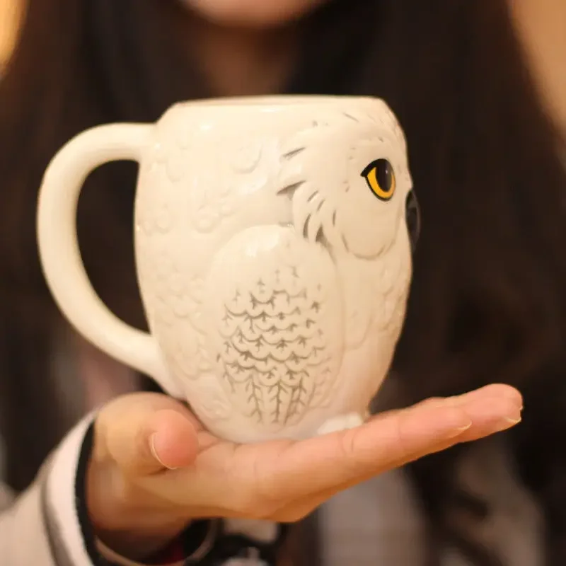 Owl Ceramic Cup Funny Animal Water Cup Coffee Milk Juice Drinkware Magic School Admission Notice Messenger Childrens Gift