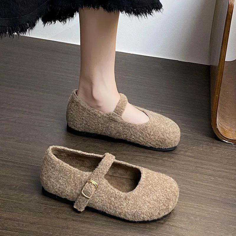 

Mary Janes Women Shoes Tabis Flats Cotton Shoes Woman Ladies Winter Strap Buckle Loafers Female Shoes for Women