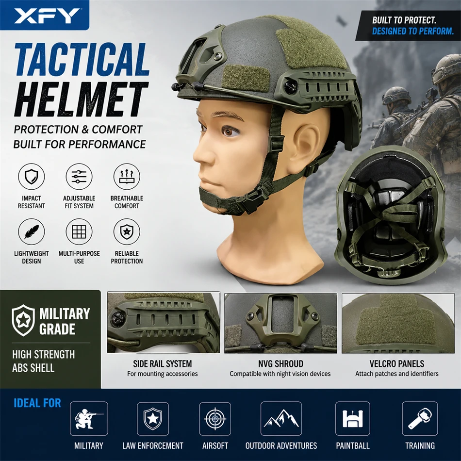 XFY Fast MH Tactical Helmet Glass Fiber Helmet Outdoor Activity Protective Training Safety Riot Control Helmets NEW