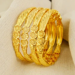 Dubai Women's Circle Bracelet Gold Plated Indian African Hard Bracelet Charming Wedding Ethiopia Arab Handmade Jewelry Luxury