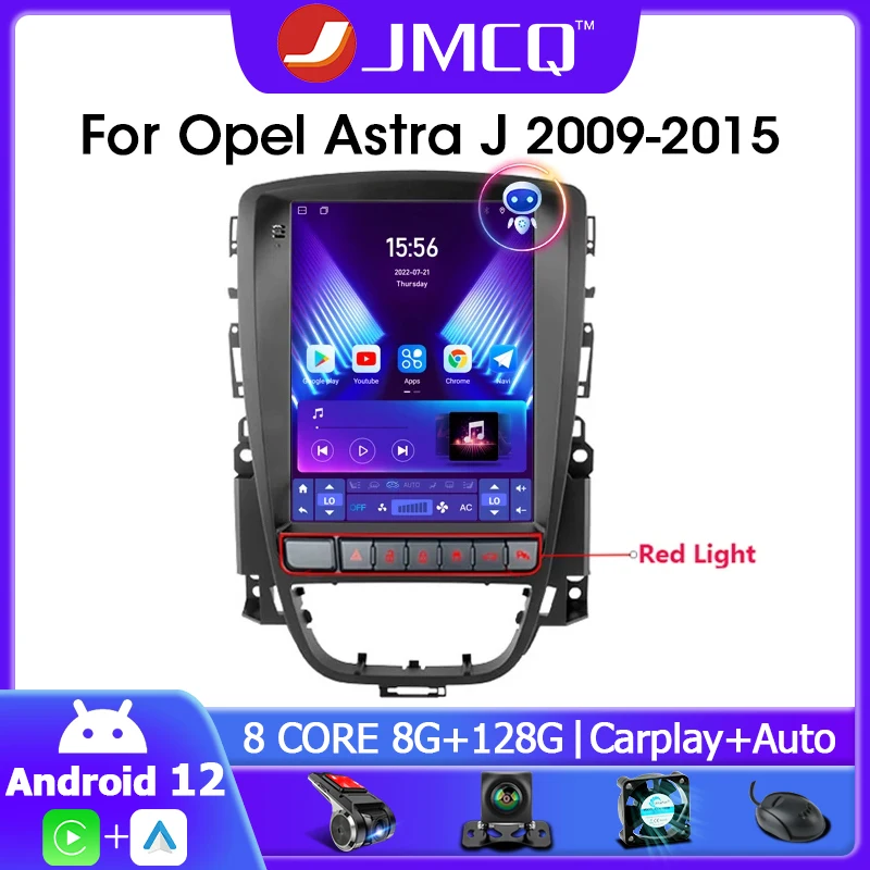 JMCQ Android 12.0 Car Radio for Opel Astra J Vauxhall Buick Verano 2009-2015 Multimedia Video 2Din 4G WIFI Carplay Head Unit