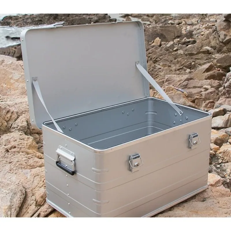 Large Waterproof Aluminum Storage Box With Lock Moistureproof Outdoor Camping Container Car Travel Storage Case