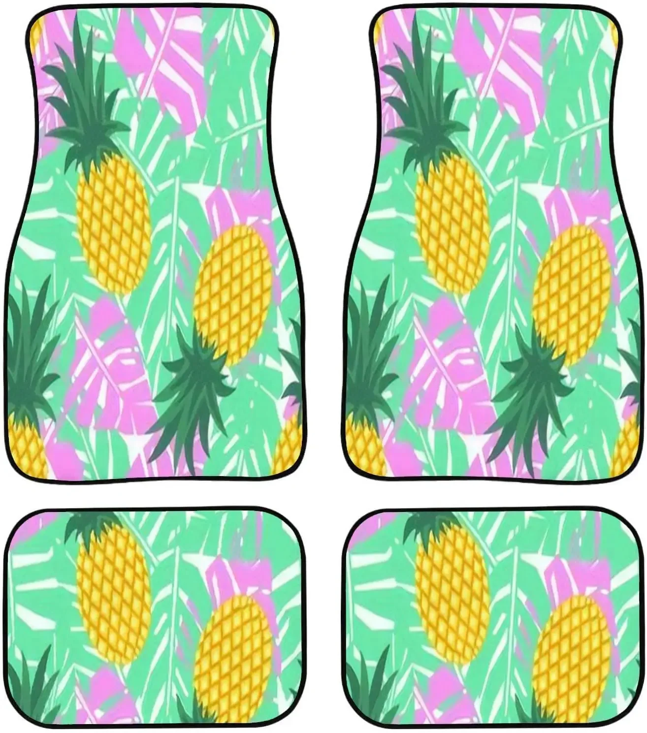 Car Floor Mats - Pineapple Tropical Leaves Seamless Cute Pineapple Summer Fruit Bright Carpet Floor Mats for Cars, Anti Slip