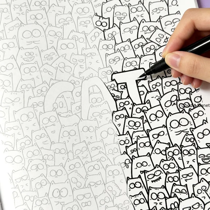 An Adult Decompression Line Drawing, Graffiti Art Book with Monster/funny/character Themes, Creative Coloring Album, 28 Patterns