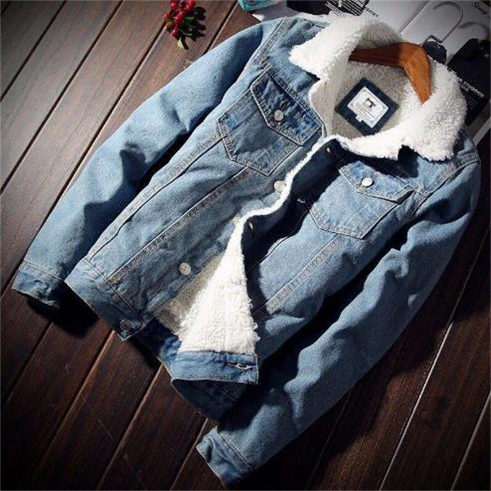 Keramo Winter Fleece Denim Coats Women Faux Thicken Plus Velvet Jacket Female Vintage Warm Frayed Overcoat Outwear Autumn Tops