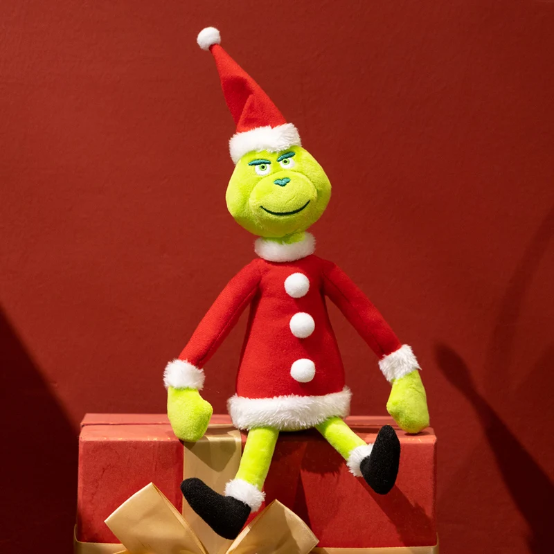 36cm Spezielles Grünes Anime-Weihnachtsmonster Plüschpuppe mit Schlanker Roter Kleidung Lustige Puppe Festtagsgeschenke – Detail 4