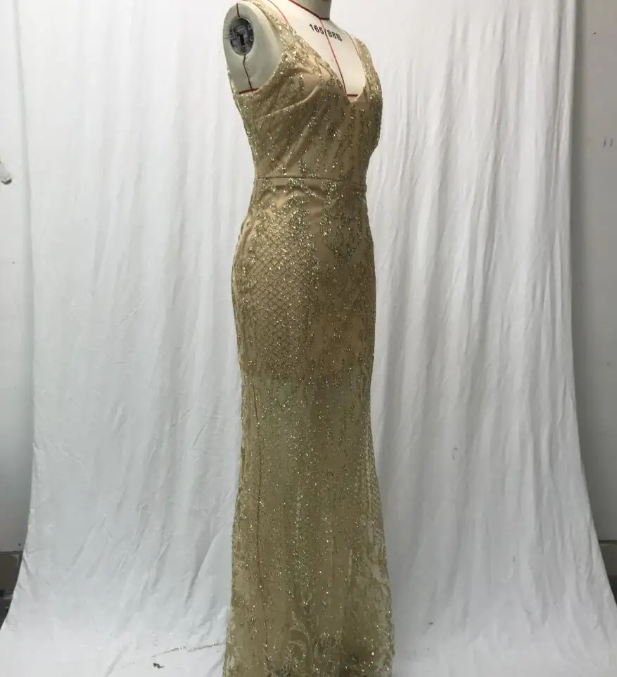Summer New Sleeveless Sexy V-neck Sequined Solid Color Slim Fit Dress For Women (Real Photo)