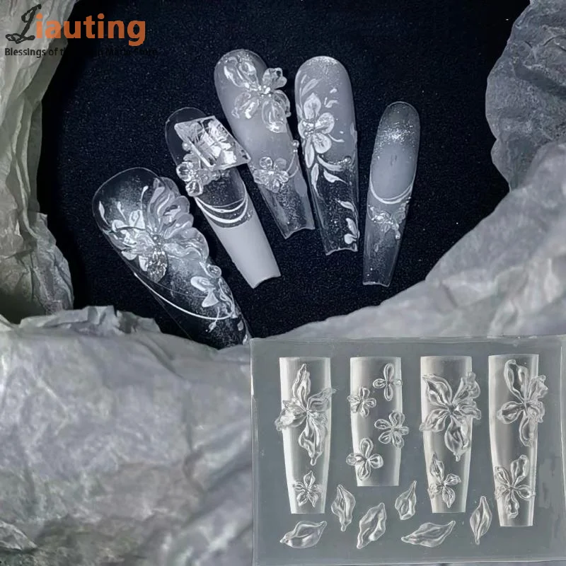 1 قطعة كريم القوس الدب ثلاثية الأبعاد سيليكون قالب الأظافر لتقوم بها بنفسك مسمار الفن الديكور زهرة شفافة مسمار قالب مانيكير تصميم أداة