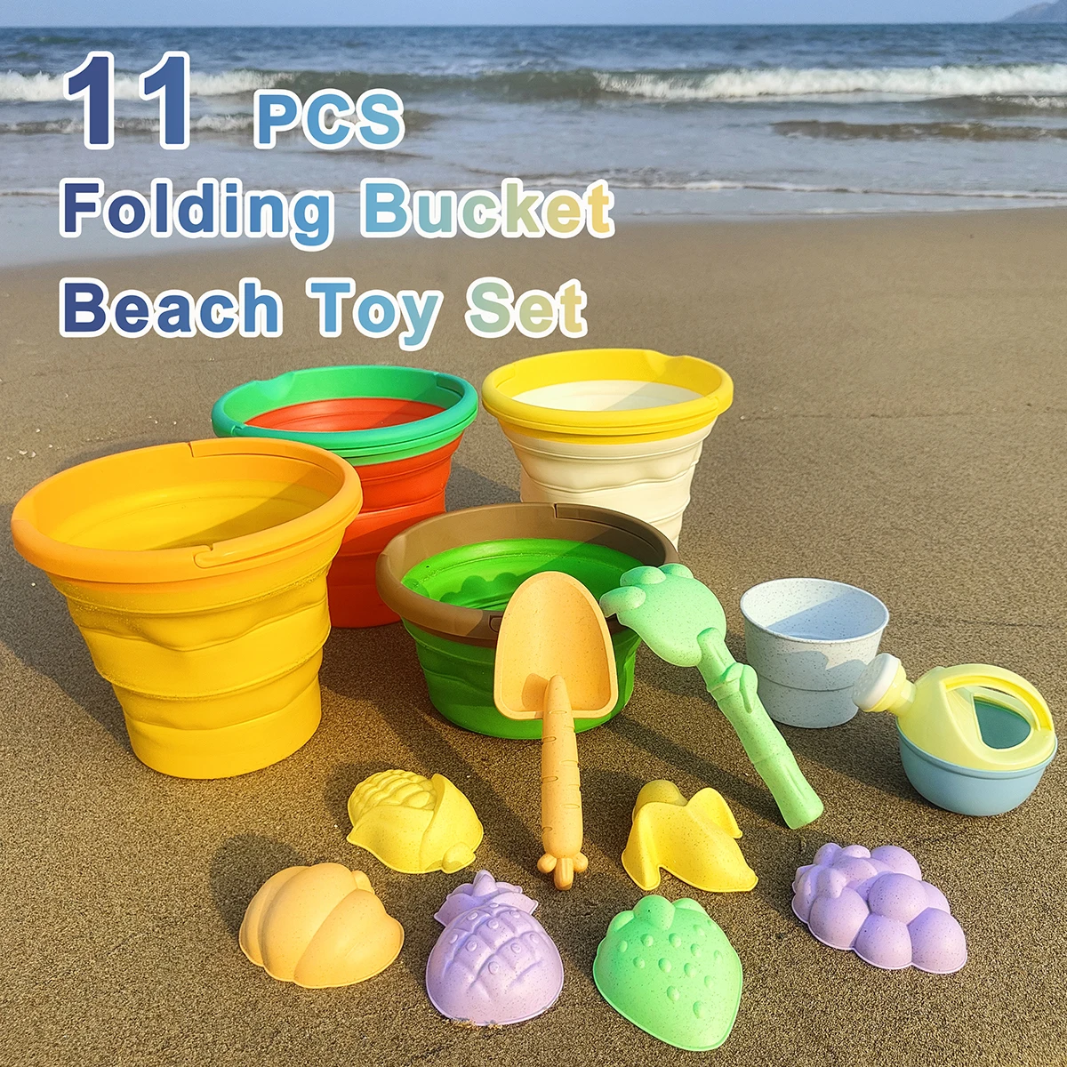 1/11PCS Children Fruit Beach Toy Summer Outdoor Games Sand Play Bucket Watering Bottle Shovel Kids Water Tool Gift(Random Color)