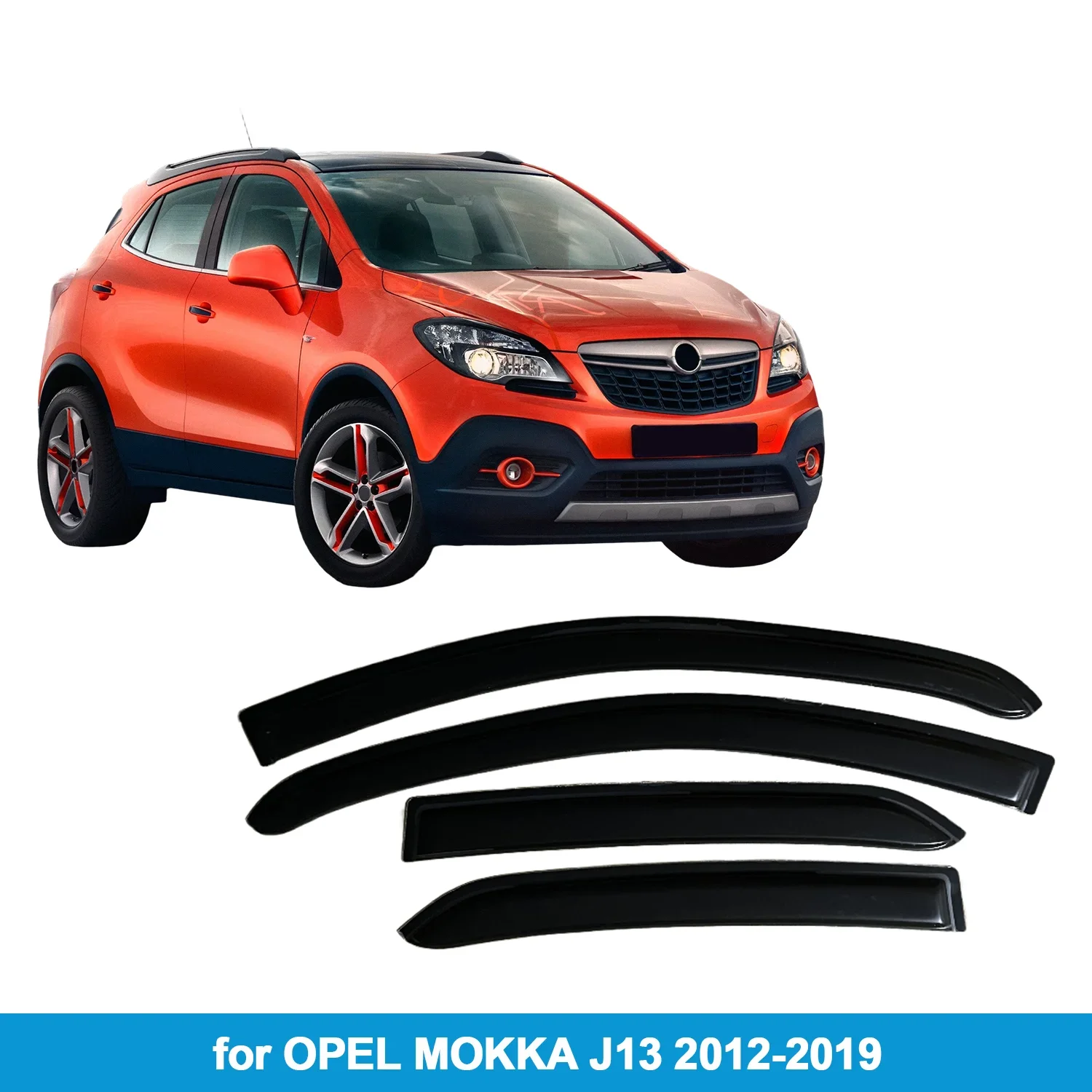 

Window Visor for OPEL MOKKA J13 2012-2019 Rain Guard Side Vent Deflector Weathershield Outside-Mount Tape On
