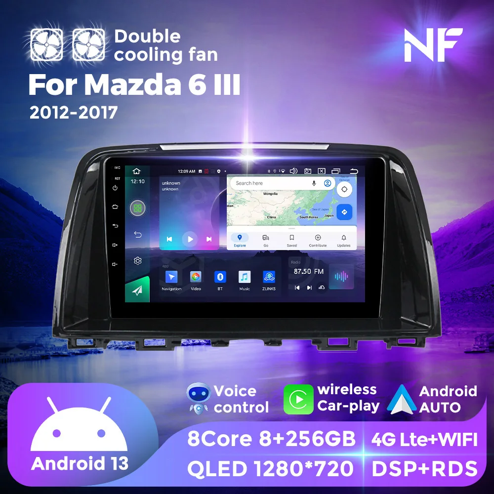 

NF Dual Cooling Fan Android 13 Car Radio For Mazda 6 Atenza 3 GJ 2012-2017 Multimedia Player Autoradio GPS For Wireless Carplay