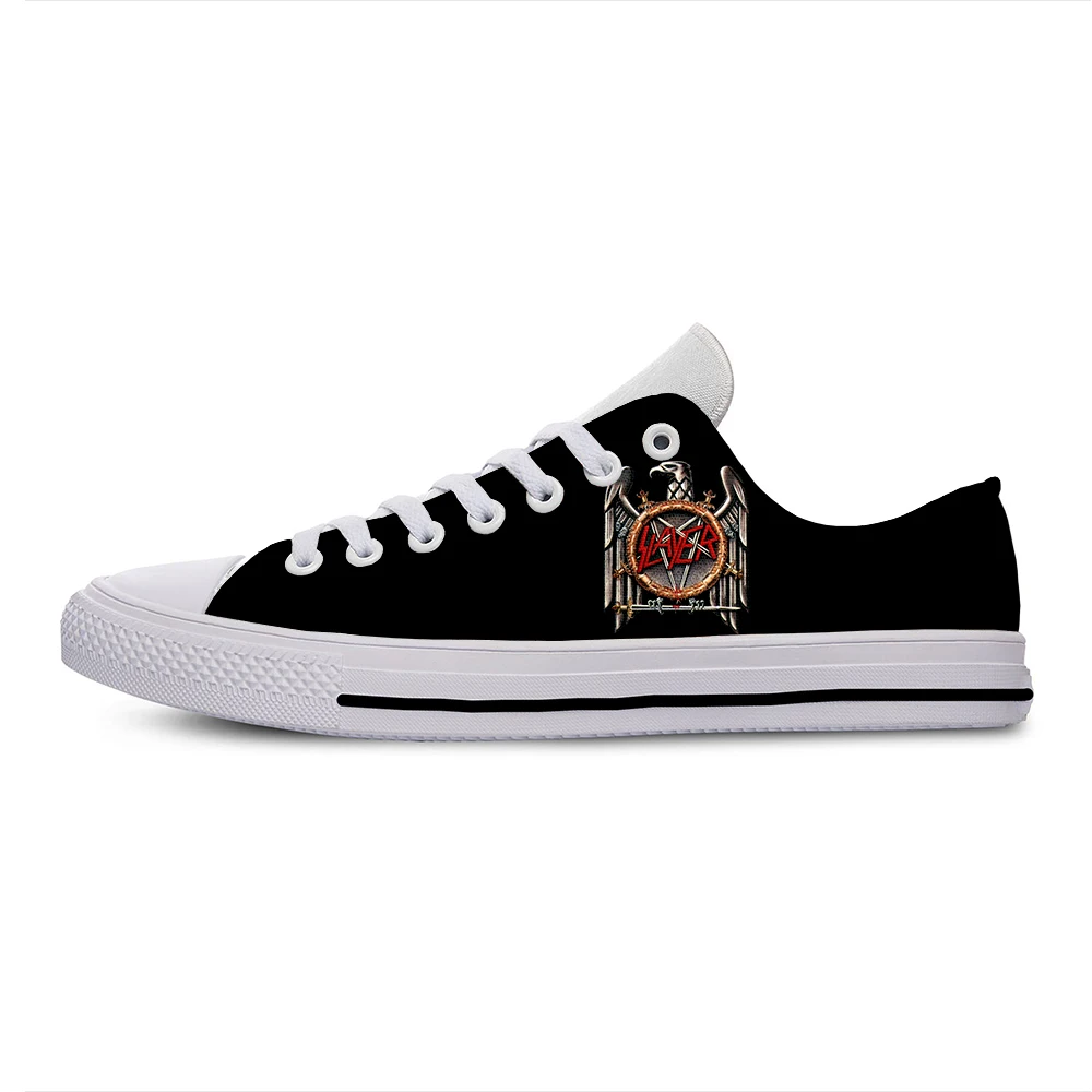 แฟชั่น Low Top Man Woman Sepatu Kets Ringan Breathable ผ้าใบรองเท้าคุณภาพสูงรองเท้า Anthrax Rock Band Board รองเท้า