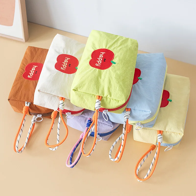 Cute Embroidered Waterproof Makeup Bag Fashion Handheld Large Capacity cosmetic Cell Phone Storage Bag For Girls Students