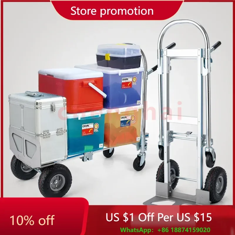 

Грузовик с плоской платформой из алюминиевого сплава, прочная складная ручная тележка, тележка «Тигр», для транспортировки, багажа с прицепом, покупок