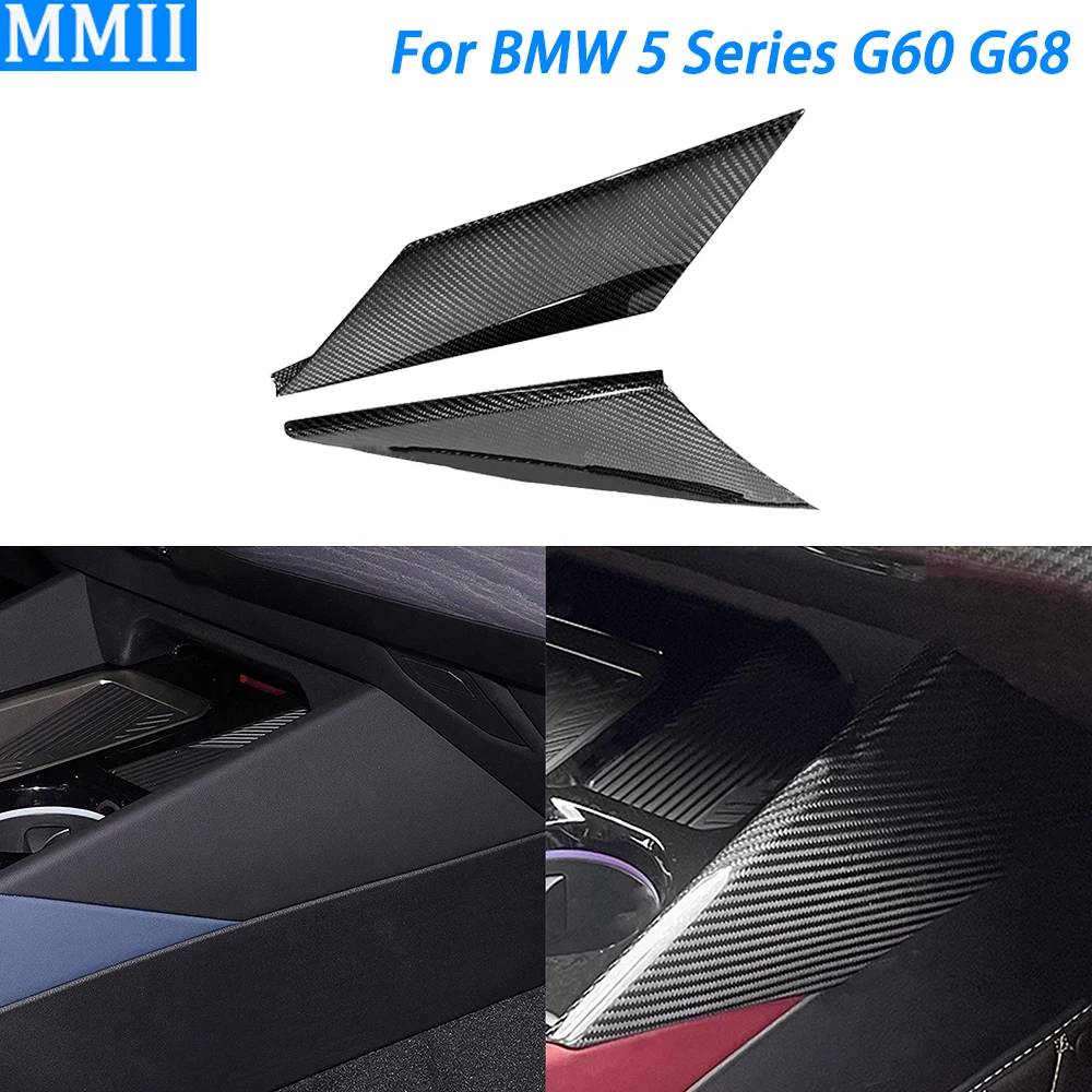 For BMW 5 Series G60 G68 2024-2025 Real Carbon Fiber Water Cup Holder Both Side Panel Trim Cover Car Modification Accessories