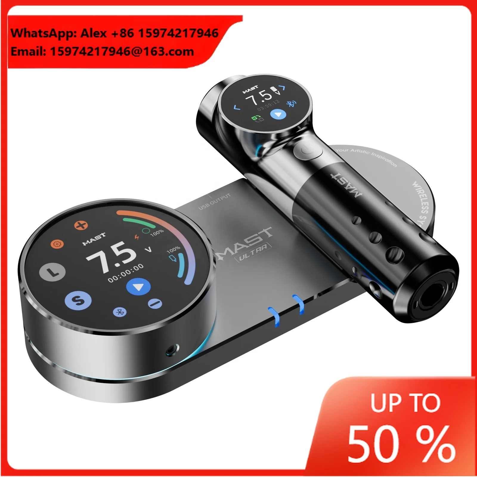 Mast Smart Permanent Tattoo Machine Intelligent Interconnected 2300mAh Tattoo Pen Wireless Bluetooth