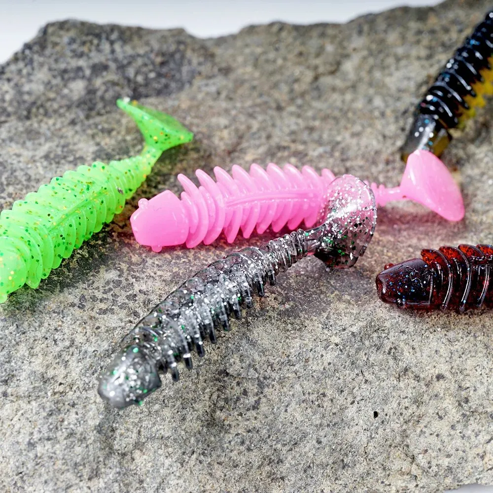 SUNMILE Fishing Soft Bait Worm Artificial Baits 4cm/0.6g 20pcs Rock Fishing Wobblers Leurre Souple Lure Perch Trout Bass Lures