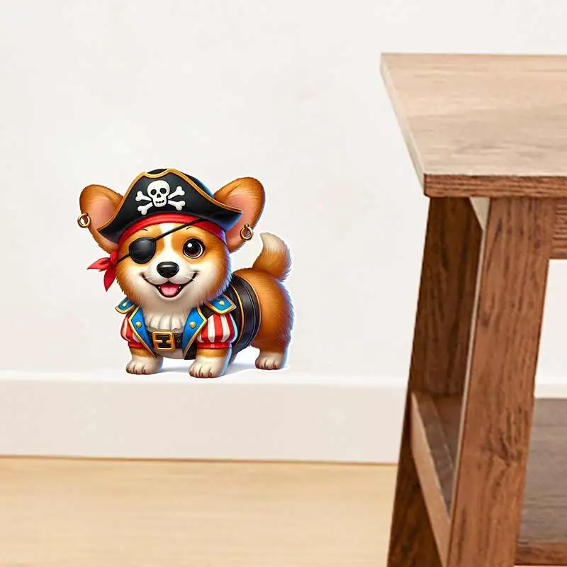 Cute Corgi Pet Wall Sticker Toilet Lid Stickers, Bedroom Entrance Living Room Porch Home Decora Waterproof Decals Stickers S853
