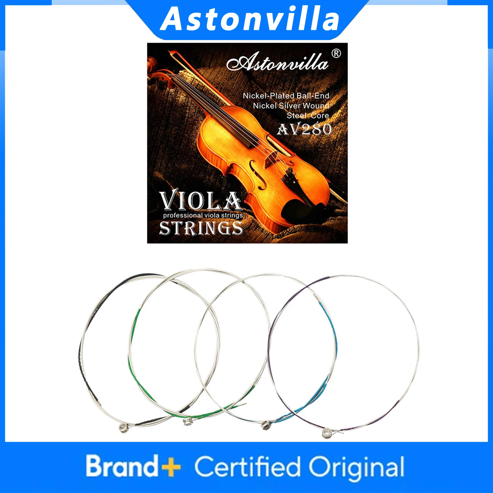 

Astonvilla 1/5/10 Sets AV-280 Viola Strings Stainless Steel Wire Nickel Silver Viola String String Instrument Accessories