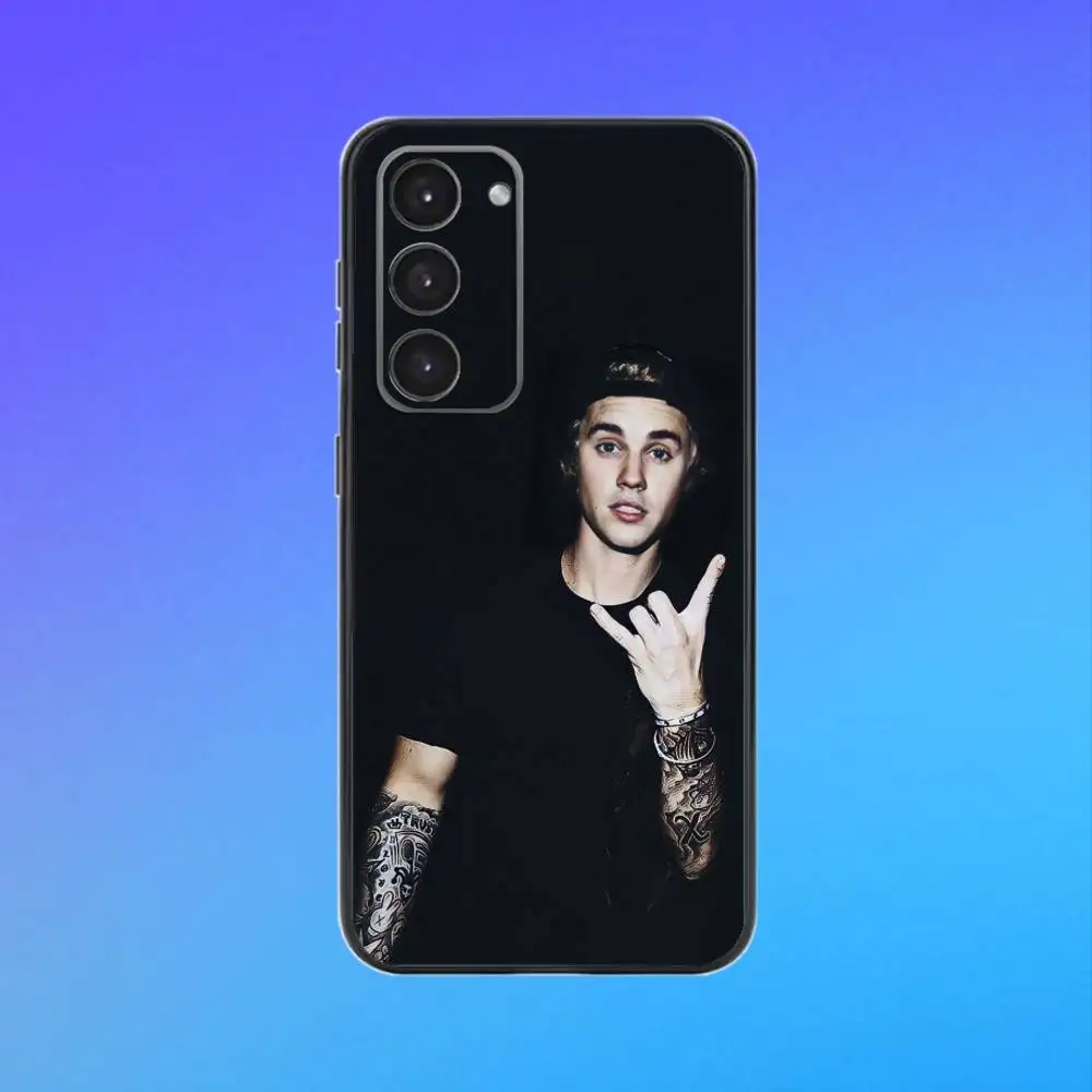 حافظة هاتف مغنية J-Justin Bieber لهاتف سامسونج A73، A72، A71، A70، A53، A52، A51 حافظة ناعمة سوداء