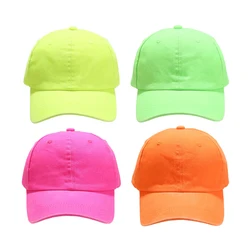 Unisex Fluorescent Neon Color Baseball Cap Fashion Streetwear Hip Hop Snapback Washed Cotton Baseball Hat For Men Women